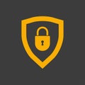 Secure icon. Shield with lock logo. Network safe, data protect, web security concept with padlock. Vector illustration. Royalty Free Stock Photo
